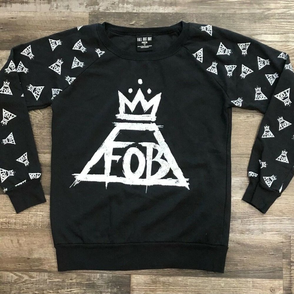 Manhead Fall Out Boy Womens Small Black & White Lightweight Crewneck Sweatshirt